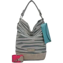 Fritzi aus Preussen Damen Izzy07 Canvas Hobo-Tasche, Zebra Wild - Damen-Schultertaschen mit stylischem Zebra-Design, inklusive Webbing Longstrap und praktischem Brillenetui für den perfekten Alltagslook.