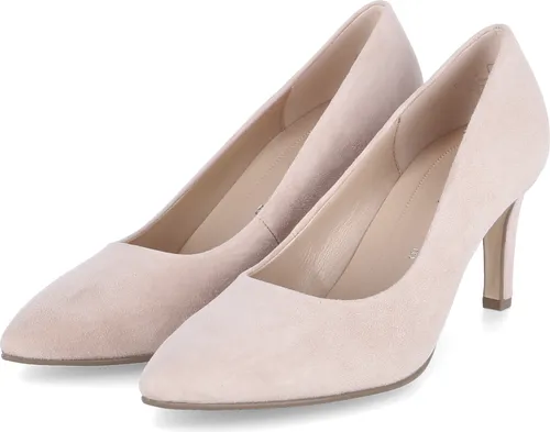 Gabor Pumps beige 41⁄2 - Elegante Pumps in Größe 41⁄2 aus beigem Velourleder mit Echtleder-Innenmaterial. Ideal für jeden Anlass und bietet hohen Tragekomfort durch den Trichterabsatz.