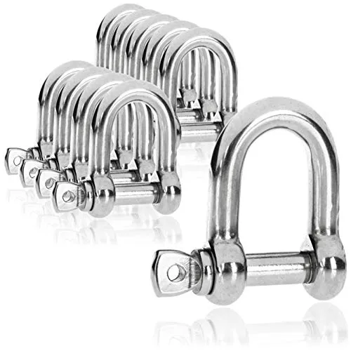 COM-FOUR® 10x Schäkel D-Form in silber von COM-FOUR