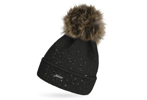 Neverless Bommelmütze Damen Strick-Mütze mit Fellbommel und Innenfutter Fleece Kunstfell