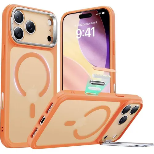 ESR Classic Hybrid Magnetic Case (Camera Control, Stash Stand), for iPhone 17 Pro Max, Frosted Orange (Apple iPhone 17 Pro Max) (1A868007)