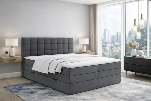 Labett Boxspringbett IGELLA KING 180x200 mit Bettkasten - Luxuriöses Boxspringbett mit Taschenfederkern für optimale Anpassung und Luftzirkulation. Inklusive Bettkasten und hochwertigem Topper für zusätzlichen Komfort und praktischen Stauraum.