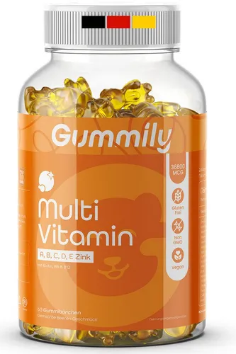 Gummily® Zukerfrei Multivitamin Hochdosiert Gummibärchen mit Biotin, Zink Gummibärchen, 180 g