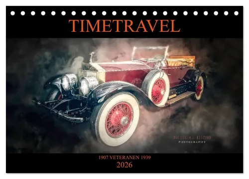 TIMETRAVEL Tischkalender 2026 DIN A5 quer - Kalender mit 14 Seiten, gestaltet von Michael O. A. Klapper, ideal für Kunstliebhaber und zur Planung des Jahres 2026. Hochwertiger Druck und ansprechendes Design.