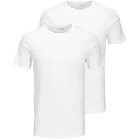 Jack & Jones Herren Rundhals T-Shirt JACBASIC 2er PACK - Weiß XXL - Herren-Shirts, 2er Pack ideales Regular Fit T-Shirt aus 100% Baumwolle, modisch und bequem für jeden Tag.