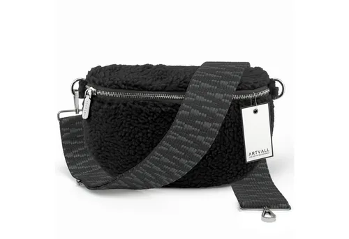ARTVALL Umhängetasche Teddy Handtasche Schwarz - Umhängetasche aus hochwertigem Teddy-Fleece, vielseitig tragbar als Handtasche oder Crossbody Bag, mit zusätzlicher Innentasche für sichere Aufbewahrung und eleganten Metallelementen.