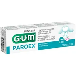 GUM Paroex 0,06% CHX Zahnpasta 75 ml - Zahnpasta mit 0,06% Chlorhexidin für effektive Plaque-Reduktion, ideal zur Unterstützung der Mundhygiene bei Zahnfleischproblemen.