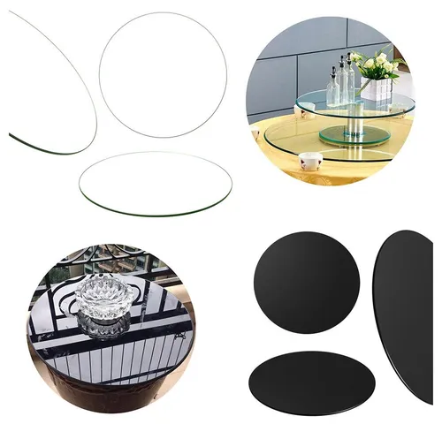 Melko Glastisch Kaminglas Bodenplatte Rund ESG Sicherheitsglas Klarglas od Schwarz (Stück), ESG Sicherheitsglas