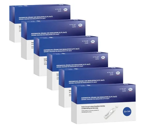 IEA Medical Inhalations-Zusatz Kochsalzlösung 0,9% NaCl zum inhalieren 120 x 5 ml, 120-tlg., steril, isotonisch & konservierungsfrei – für Familie, Inhalator