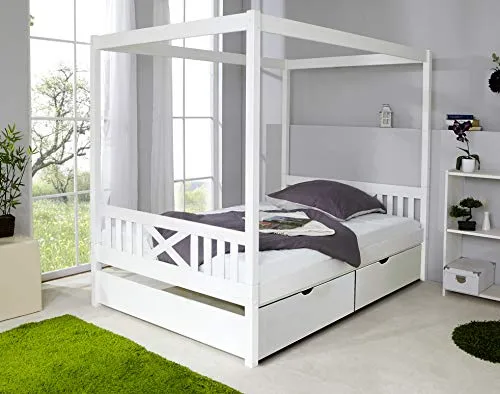 TiCAA Kinderbett Himmelbett 140x200 cm von TiCAA