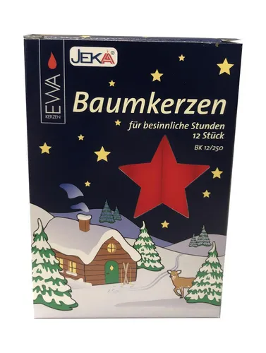 JEKA Baumkerzen 12/250 Rot - 250 hochwertige Kerzen für Weihnachtsbaum