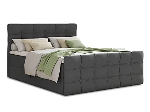 Boxspringbett Best Lux mit Bettkästen und Topper – 140x200 cm - Stilvolles Polsterbett mit zwei praktischen Bettkästen und einer hochwertigen Bonell-Matratze für optimalen Schlafkomfort. Inklusive hochelastischem Topper für zusätzlichen Komfort.