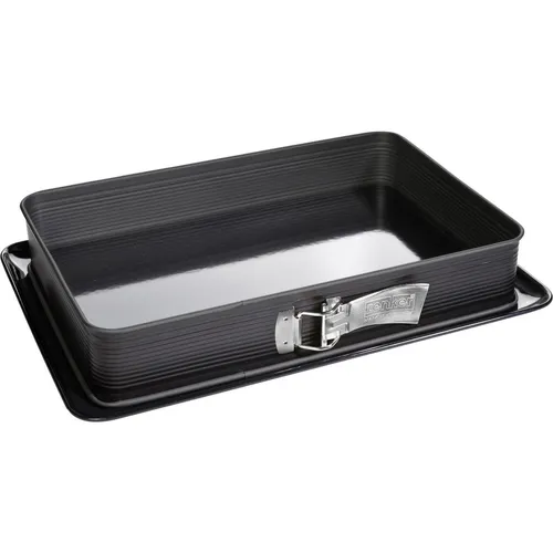ZENKER Blechkuchen Springform Deluxe VE5 - Küchenhelfer mit Emaille-Boden (42x29 cm) und hohem Rand für perfekte Backergebnisse. Hitzebeständig bis +230°C und mit ausgezeichneten Antihafteigenschaften.