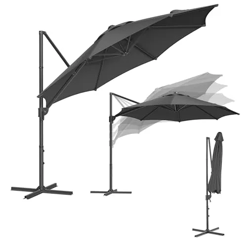 SONGMICS Sonnenschirm, Ampelschirm, 300 cm, UPF 50+, um 360° drehbar