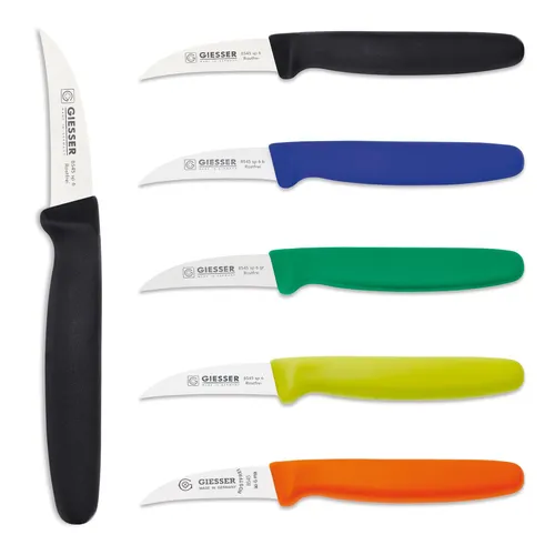 Giesser Messer 5er Set Schälmesser Tourniermesser Klinge 6cm gebogen Farben gem.