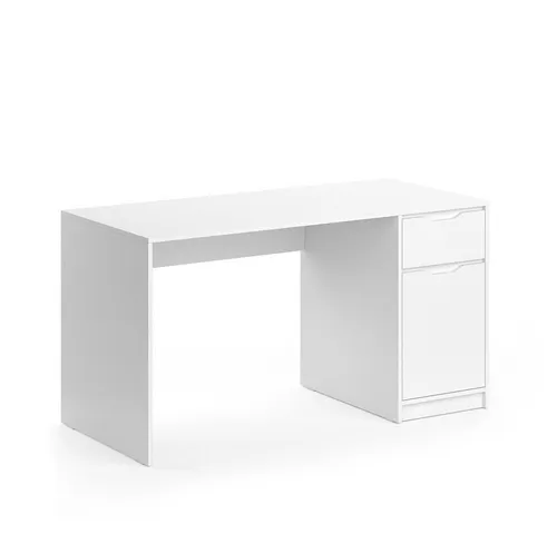 Vicco Schreibtisch Ruben, Weiß, 140 x 65 cm - Moderner Schreibtisch für Homeoffice & Büro, mit ausziehbarer Schublade für optimale Stauraum-Lösungen und angenehmem Platzangebot.