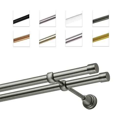 MDEKOR Gardinenstange 280 cm doppelläufig in grau von MDEKOR