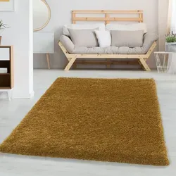 Carpetsale24 Shaggy Hochflor Teppich, 240x340 cm, Gold, weich, flauschig, modern, einfarbig, XL großzügige Wohnräume, für Wohnzimmer