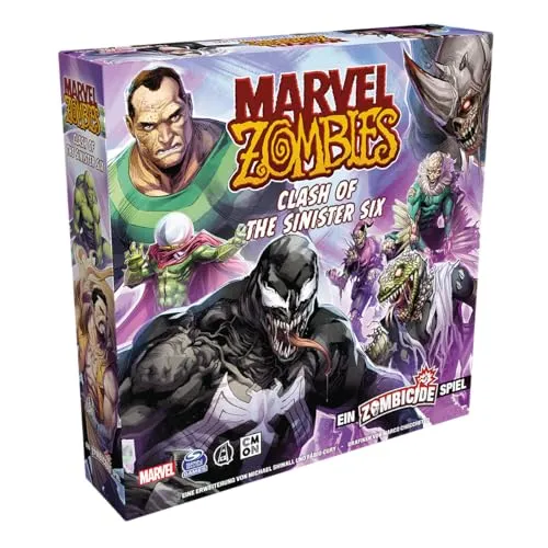 Marvel Zombies: Clash of the Sinister Six - Erweiterung - Gesellschaftsspiel für 1-6 Spieler, kooperatives Würfelspiel mit miniaturisierten Superhelden und Zombies, spannende Szenarien im Marvel-Universum und eine Spielzeit von ca. 60 Minuten.