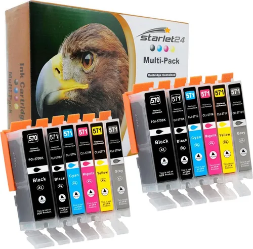 12x D&C Druckerpatronen XL kompatibel mit Canon PGI-570 CLI-571 für Pixma MG/TS Serie: MG5700, MG6800, MG7750, TS5050, TS6050, TS8050, TS9050, TS9055