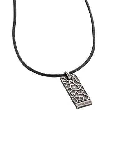Police Kette mit Anhänger PJ.25684PLE/01 - Edelstahlkette mit Leder, verstellbare Länge von 50cm bis 70cm, stilvolles Design für moderne Looks, ideal für jeden Anlass.