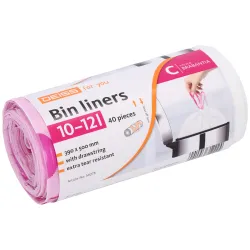 EMIL DEISS KG (GmbH + Co.) DEISS FOR YOU Müllbeutel 10-12 Liter mit rosa Zugband aus HDPE, Abfallbeutel für haushaltsähnliche Abfälle, (B x L + Ø-Rolle) 390 x 500 + 50 mm, 1 Rolle = 40 Stück 56078