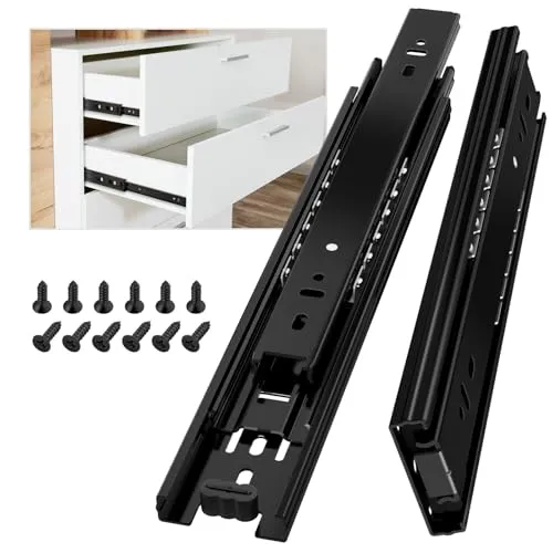AOLISHENG Schubladenschienen Vollauszug 250mm Schwerlastauszug mit 45 kg Tragkraft für Küchenschränke und Möbel,Schwarz,1 Paar(2er Set)
