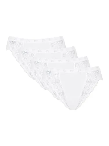 sloggi Damen Chic Tai 4P Slip - Weiß, Größe 48 - Funktionsunterwäsche: 4er Pack feminine Taillen Slips aus weicher Baumwolle und hochwertigem LYCRA, für optimalen Tragekomfort und Bewegungsfreiheit.