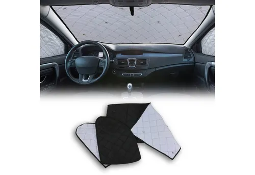OMAC Frontscheibenabdeckung für VW Transporter T5, 3-teilig - Auto-Sonnenschutz Set aus strapazierfähigem Material für vollständige Verdunkelung, Winterisolierung und sommerliche Wärmereflexion. Maßgeschneidert für VW Transporter T5 (2003-2015) für optimalen Schutz und Privatsphäre.