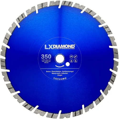 LXDIAMOND Diamant-Trennscheibe 350mm x 25,4mm Granitborde Beton Ziegel Galabau