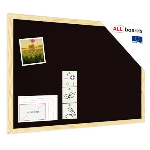 ALLboards Schwarz Pinnwand mit Holz Rahmen 60x40cm Korktafel Korkwand Pinnwand Kork
