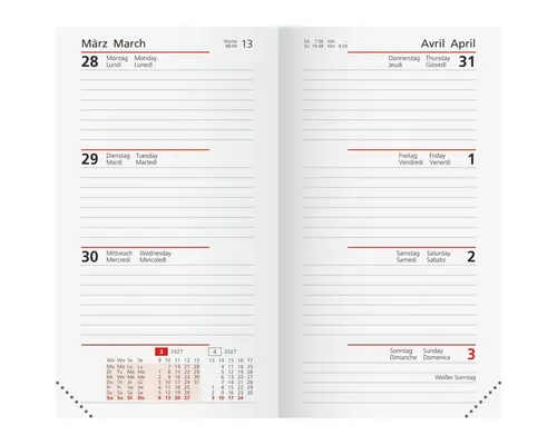 rido ide Taschenkalender Taschenkalender-Einlage Modell int. 8,7x15,3cm 1 Woche/2 Seiten Karton