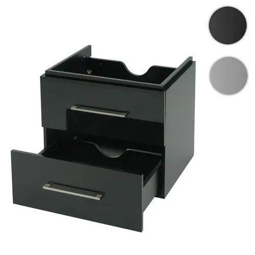 Mendler Premium Waschbeckenunterschrank HWC-D16, 60cm Hochglanz schwarz - Waschplätze: Moderner Waschtischunterschrank mit Soft-Close-System und praktischer Siphon-Aussparung für optimalen Stauraum.