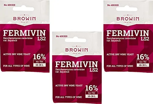 lilawelt24 3 x FERMIVIN Trockenhefe Weinhefe Reinzuchthefe 7g Für 10-35l Wein Hefe Weißwein Rotwein