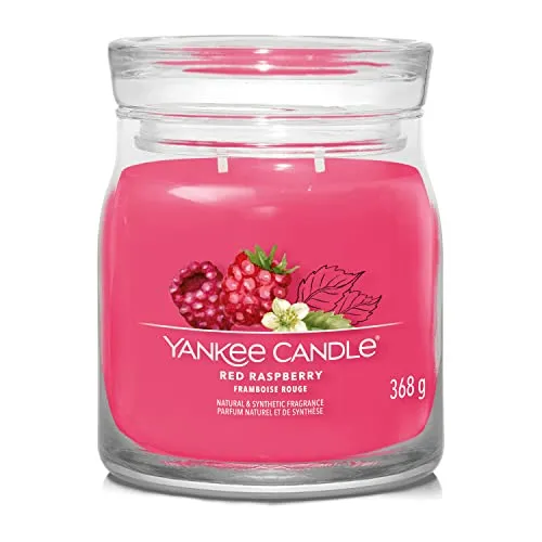 Red Raspberry Signature Medium Jar 368g - 2-Docht - Duftkerze mit fruchtig süßem Himbeer-Aroma, ideal für ein gemütliches Ambiente und entspannende Stunden.