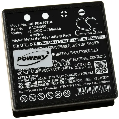 Akku für HBC Typ BA209061 6V 700mAh von Powery