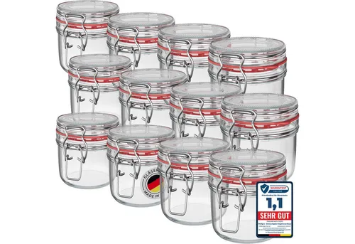 Wellgro Vorratsglas Einmachgläser mit Bügelverschluss rund, Fermentierglas, (12-tlg)