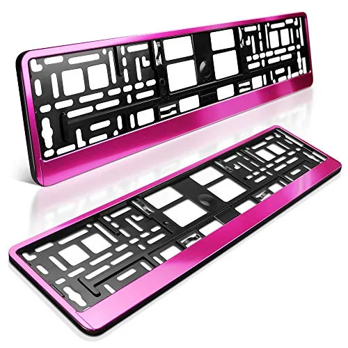 schildEVO 2 Kennzeichenhalter | PINK leicht gebürstet | ROSA Metallic | Magenta Chrom Look | Nummernschildhalter | Kennzeichen-Halterung | DHL-Versand