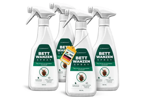 SILBERKRAFT Anti Bettwanzen Spray - Schädlingsbekämpfung: Effektives Spray mit Geraniol für sofortigen Schutz gegen Bettwanzen und bis zu 3 Monate langanhaltende Wirkung, ideal für Matratzen, Sofas und mehr.