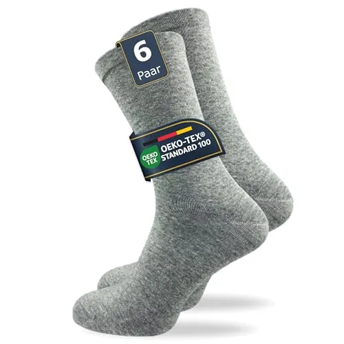 GAWILO Herren Venensocken (6 Paar) | Ohne Gummibund & ohne Naht | Venenfreundliche, blickdichte Wellness Socken | Geeignet für Diabetiker (43-46, hellgrau)