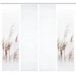 HOME in green Schiebegardine PAMILO, 4er Set mit Bambusoptik - Gardinen mit halbtransparentem Design, ideal als Sichtschutz und Raumteiler. Flexibel einsetzbar dank Paneelwagen und Pflegeleicht aus 100% Polyester.