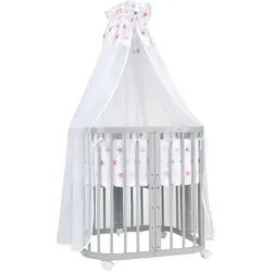 Mobiles Babybett 7in1 mit Matratze – Flexibles Design in Rosa - Vielseitiges Babybett in 7 Kombinationen! Wächst mit Ihrem Kind: von Beistellbett bis Spieltisch. Mit 5-fach verstellbarer Bodenhöhe und komfortabler Matratze für optimale Nutzung über Jahre.