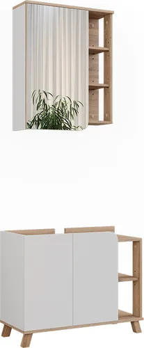 Vicco Badmöbel-Set Karen, Sonoma/Weiß, 2 Teile