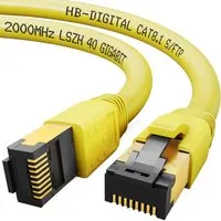 hb-digital 0,5m Patchkabel CAT 8.1 GHMT Zertifiziertes LAN Kabel RJ45 S/FTP PimF LSZH Gelb