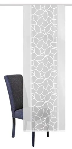 HOME WOHNIDEEN Schiebevorhang Jacquard Blätter 225 x 57 cm Weiss