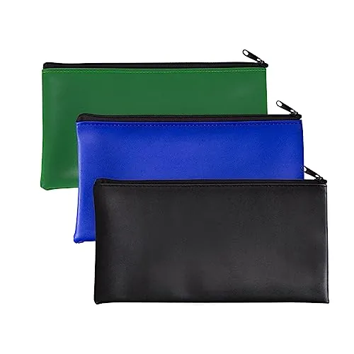 Banktasche mit Reißverschluss,3 Stück Geldtaschen Banktasche,Banktaschen aus Kunstleder 28x16cm,Geld Taschen,Täschchen mit Reißverschluss,Multifunktion Geldtasche Klein für Schule,Haushalt,Business
