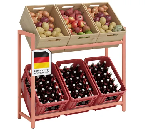 STEELSØN Macondo Getränkekistenregal für 6 Kisten - Standregale mit stabiler Stahlkonstruktion, ideal für Küche oder Keller. Hohe Belastbarkeit von bis zu 100 kg pro Boden und platzsparendes Design für bis zu 6 Kisten.