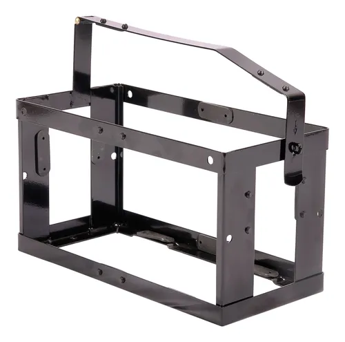 VALPRO Kanisterhalterung L.377mm B.174mm H.485mm - Benzinkanister Halterung aus robustem Metallgestell, verschließbar mit Vorhangschloss für sichere Aufbewahrung von VALPRO-Stahlblech-Kraftstoffkanistern.