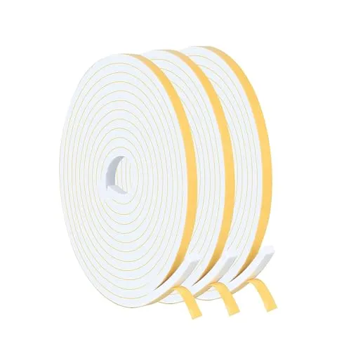 Logei Dichtband Selbstklebend, Gummidichtung Türdichtung Schaumstoff Klebeband Dichtungsband für Türen Fenster Gummi Schaum Siegel Schalldämmung Kollision (6mm(B) x 3mm(D)/15m)