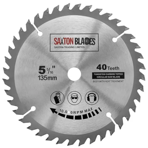 TCT13540T Saxton TCT Kreissägeblatt 135 mm x 12,7 mm Bohrung x 40 T kompatibel mit Bosch Makita Dewalt